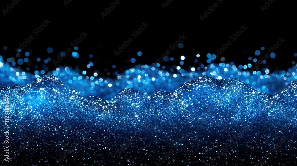 Poster bright blue waves sparkle under soft illumination, creating a captivating display. the contrast with