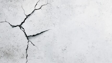 Naklejka premium Cracked Concrete Wall with Visible Fractures and Textured Surface