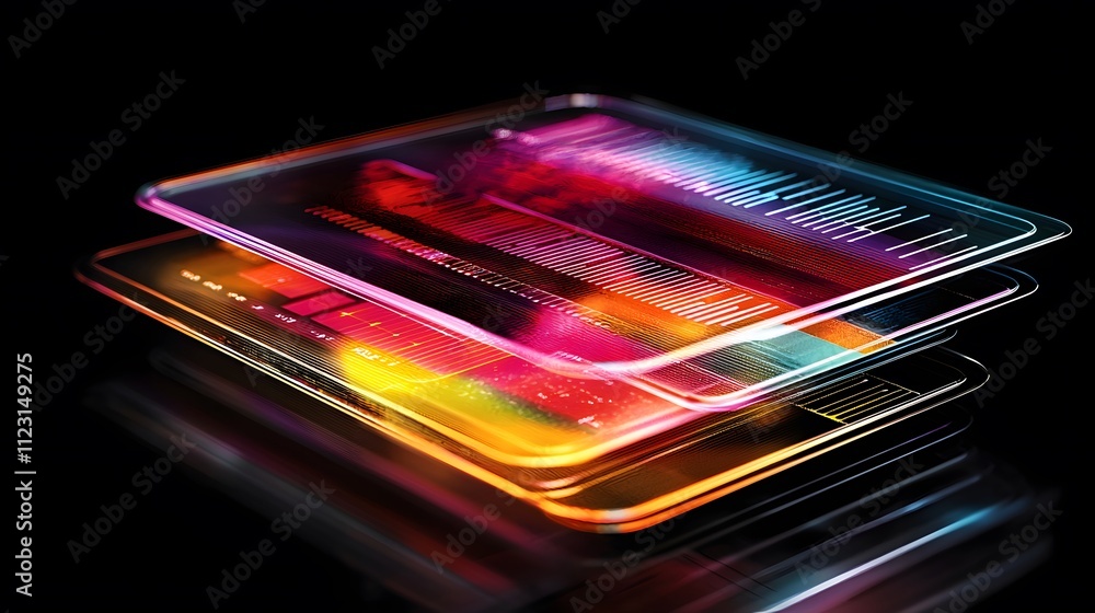 Aufkleber a futuristic holographic chart displaying layers of categorized data.