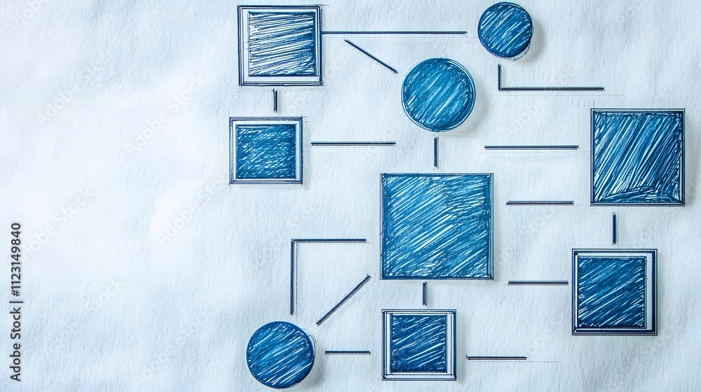 Poster A simple segmentation flowchart drawn in fine lines on a whiteboard, surrounded by empty space.