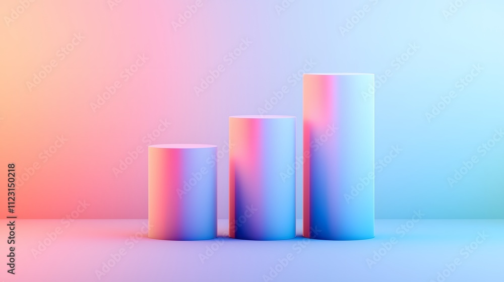 Aufkleber A side view of a segmented bar chart with smooth, pastel gradients.