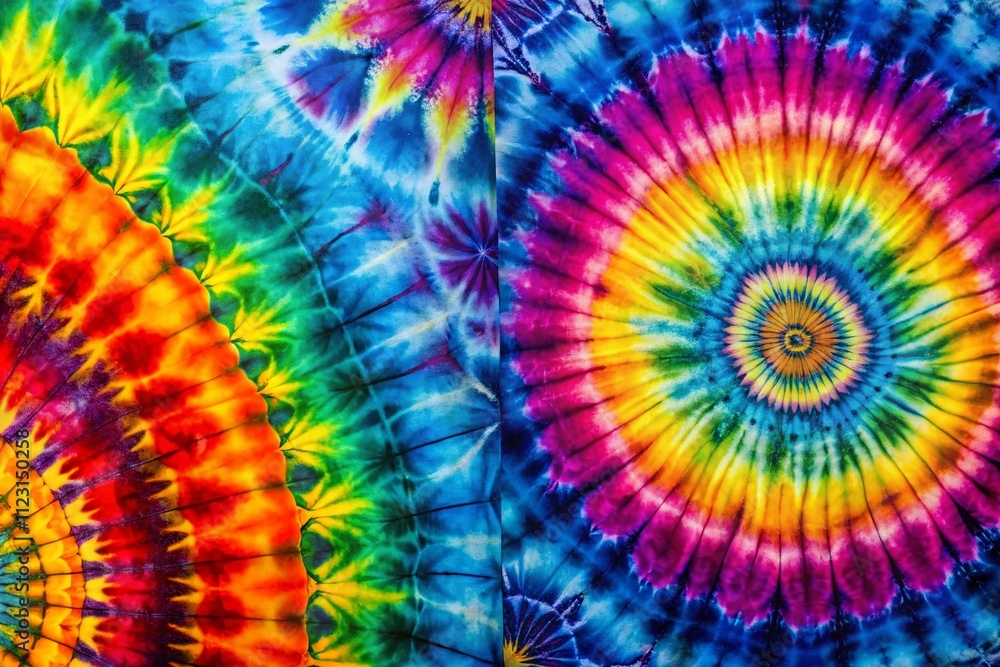 Poster vibrant tie dye batik texture background with colorful patterns and copy space for creative designs 