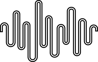 Obraz premium Line wave music sound noise audio frequency icon signal podcast radio soundwave waveform volume art hand. Wave, Frequency, Acoustic line music logo recording voice wave doodle sketch abstract.