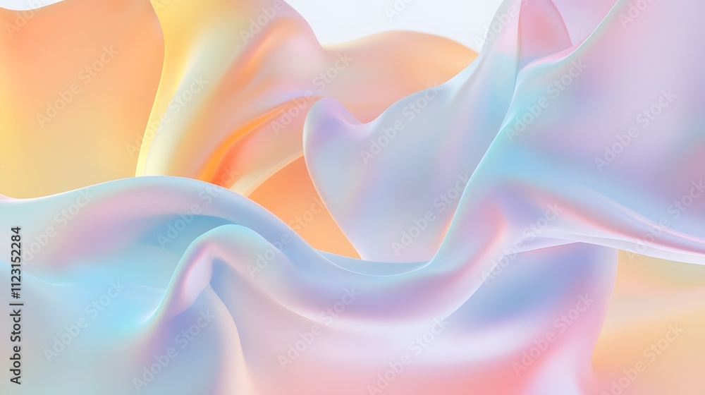 Poster a smooth digital gradient blending soft pastel tones on a clean white background, symbolizing seamle