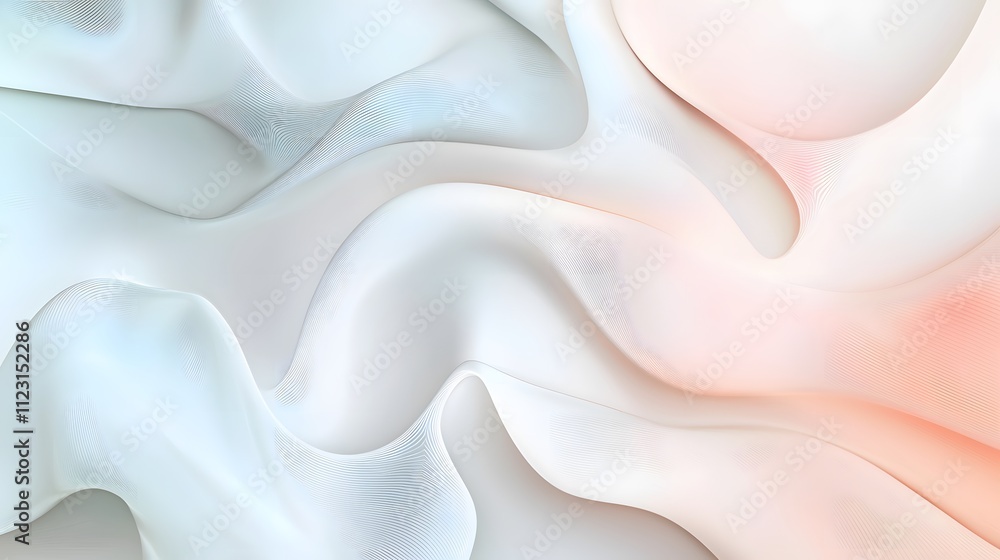 Poster a smooth digital gradient blending soft pastel tones on a clean white background, symbolizing seamle