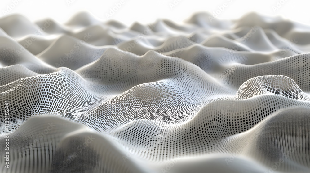 Poster A conceptual photo of a digital mesh pattern with translucent layers creating a seamless flow.