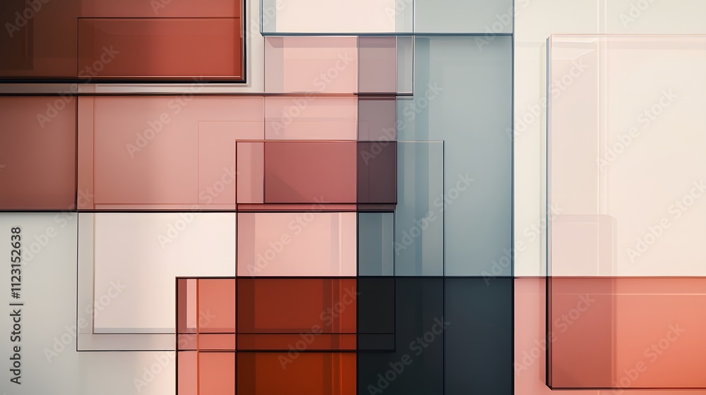 Poster A minimalist layout of overlapping transparent rectangles in neutral colors, symbolizing seamless connections.
