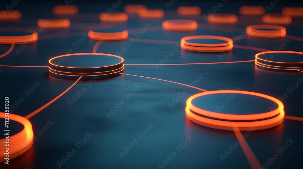 Aufkleber A creative depiction of business segmentation with circular nodes interconnected by glowing lines.