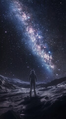 Astronaut on Lunar Surface Gazing at the Milky Way &ndash; Cosmic Exploration Scene