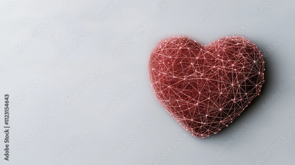 Aufkleber abstract representation of a heart shape made from interconnected strings against a minimalist backg