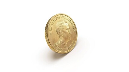 gold dollar coin isolated on white background , png format