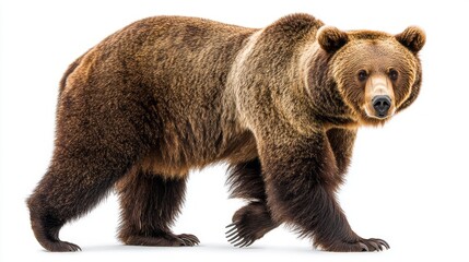 Obraz premium This powerful North American brown bear walks gracefully through its natural habitat, showcasing its incredible strength and beauty during daylight