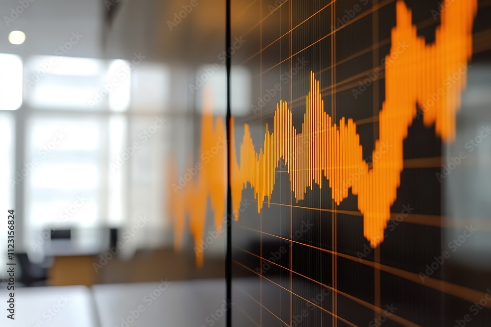 Poster a graph with orange lines is displayed on a black background