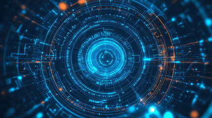 Obraz premium Realistic tech background with a blue theme, showcasing modern technology and digital aesthetics.