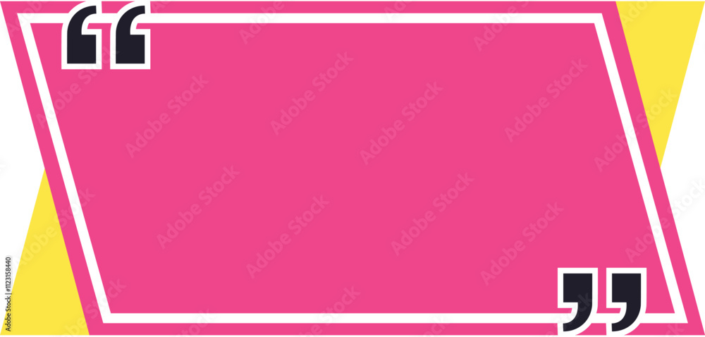 Poster vibrant pink quote box with a yellow triangle accent and quotation marks, creating a dynamic and att