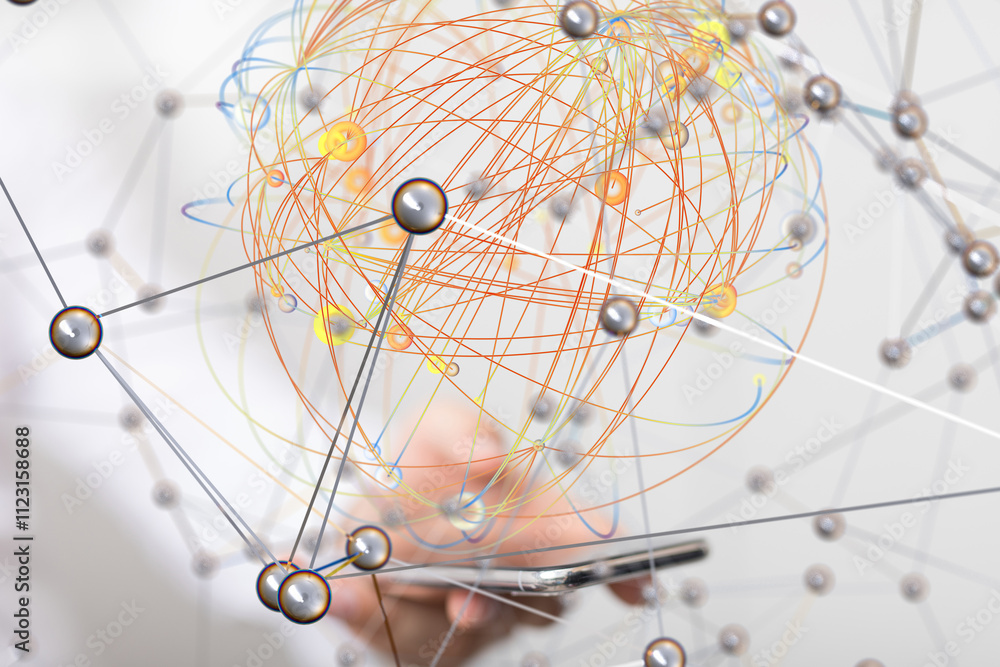 Poster conference digital network and data concept 3d