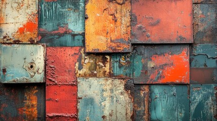 Colorful rusty metal plates background.