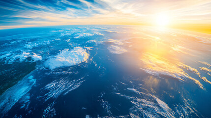 Fototapeta premium A close view of Earth’s oceans and continents with clear reflections from the sun.