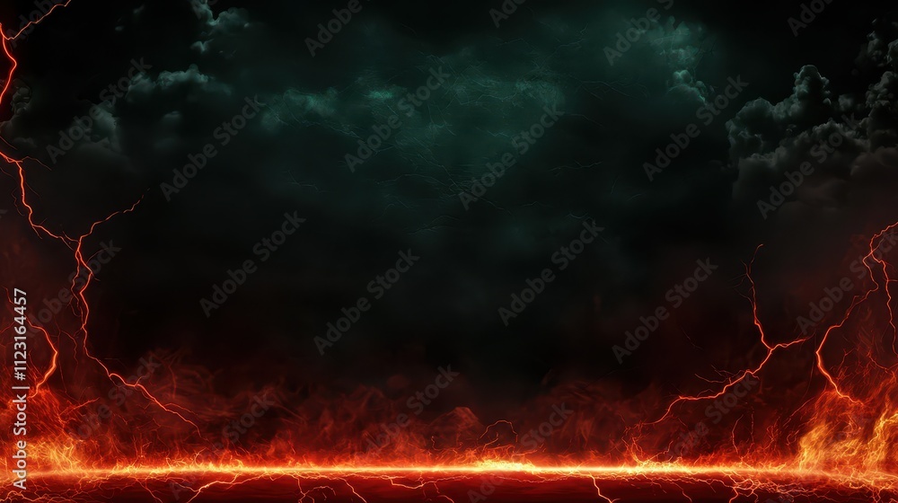 Poster a black and red background with a fiery red line in the middle