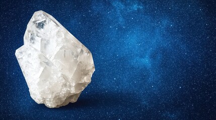 Fototapeta premium A large white crystal is sitting on a blue background