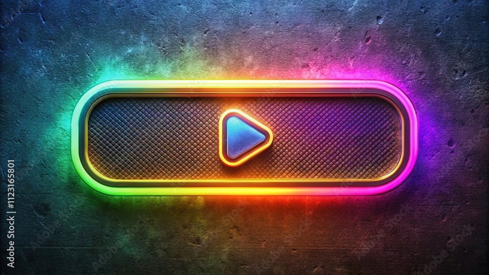 Poster vintage style photography of abstract neon tab button elements with lower third design for modern di