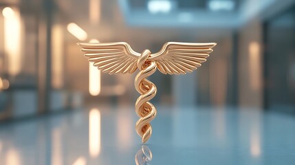 Artistic Healthcare Branding Showcased Through Gold Caduceus Icon For Professionals Photo