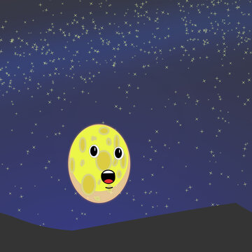 cartoon moon in the night