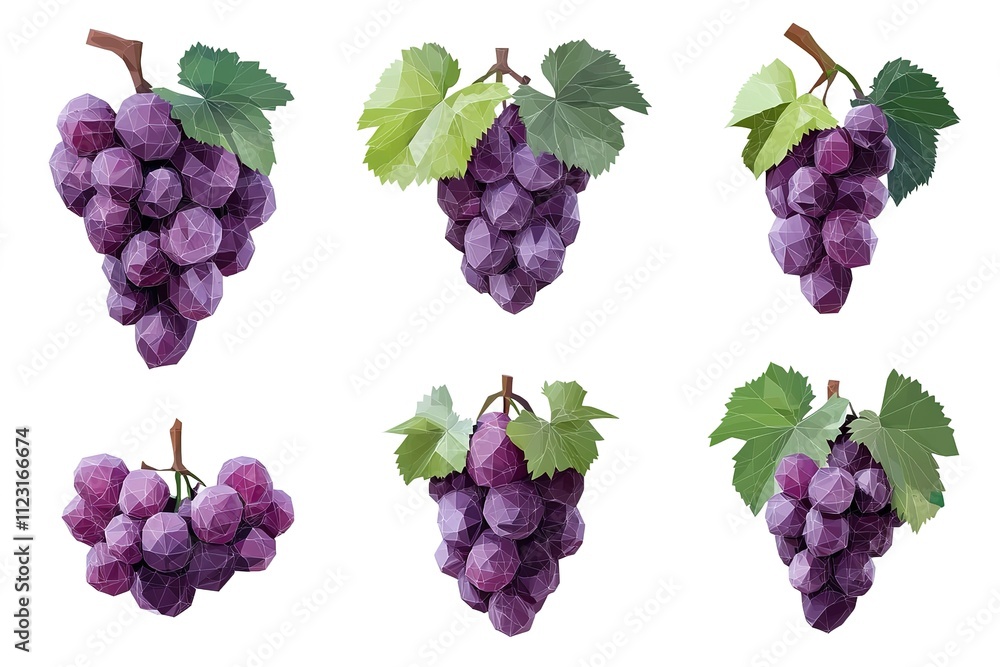 Poster a close up of six different types of grapes, each with a unique color and shape