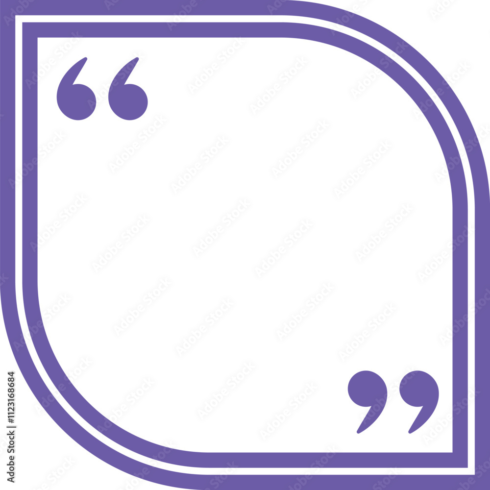 Poster purple rounded corner quote box featuring opening and closing double quotation marks, providing an e