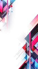Fototapeta premium Abstract geometric design featuring blue and red corners on a white background, creative, geometric, corner, decoration