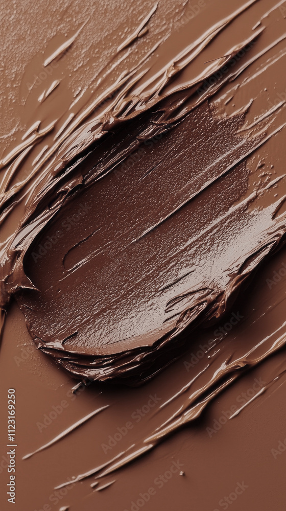 Poster swirls of luscious mocha mousse on a textured background create an artful celebration of flavor and 