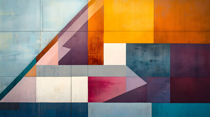 A Vibrant Abstract Geometric Design: Exploring Contemporary Art Through Simplistic Blocks in Soft Tones