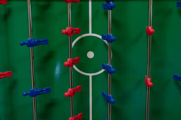 Foosball Tabletop Game with Red and Blue Players