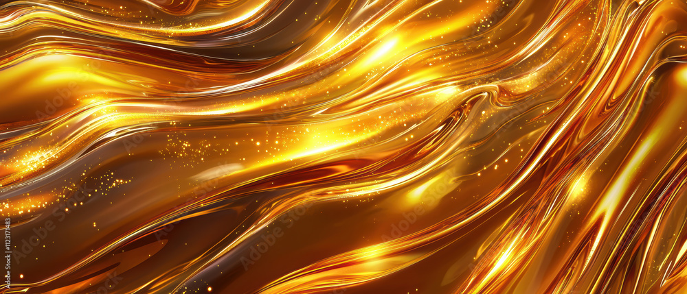 Aufkleber seamless high resolution depiction of golden syrup with shimmering waves, creating luxurious and vib