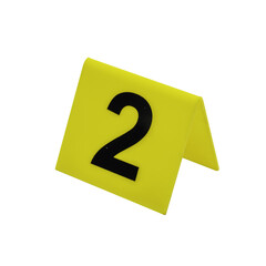 Crime scene investigation. Set of evidence identification markers on white background. Crime scene...