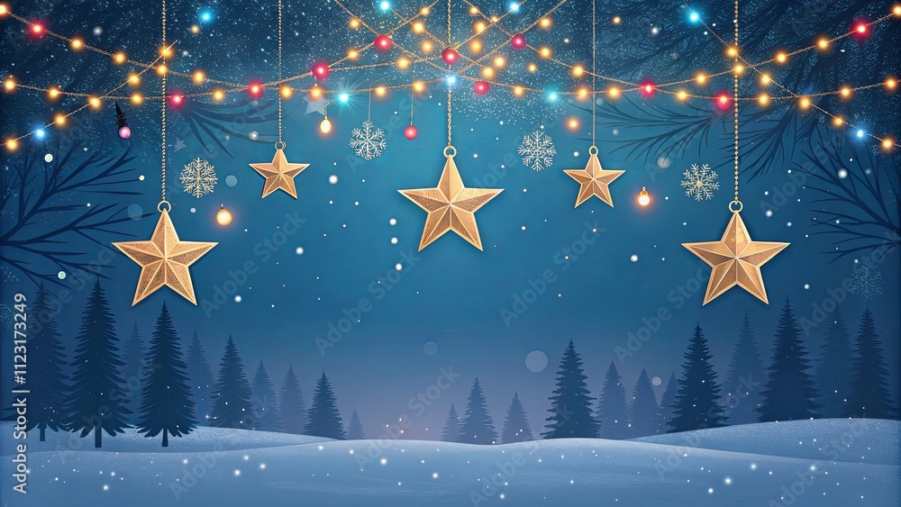 Poster a blue sky with a starry background and a tree in the foreground