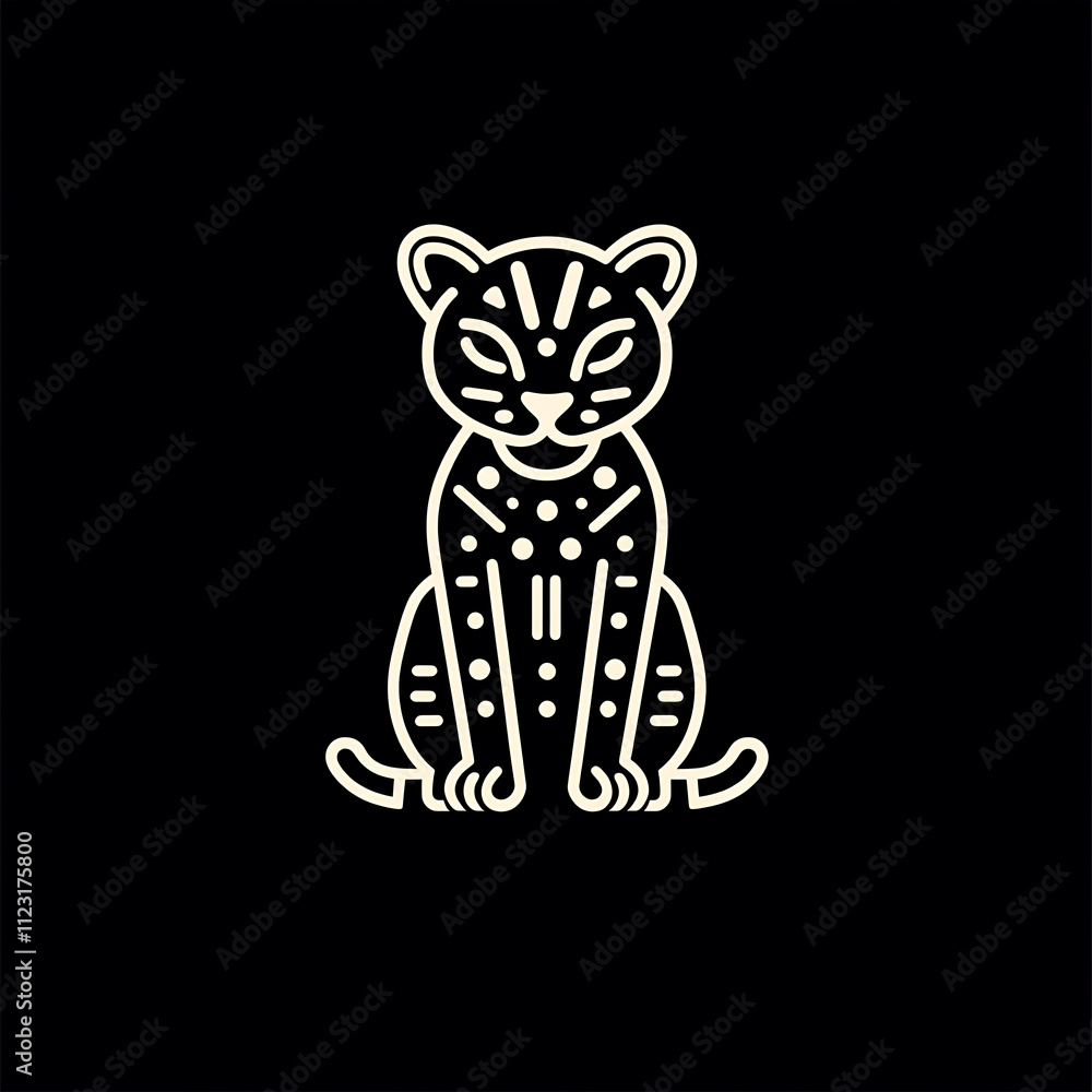 Poster minimalist leopard logo design featuring simple lines and shapes