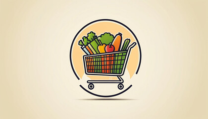 Food Shopping Logo design with simple clean aesthetic