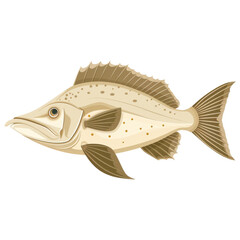A detailed illustration of a fish with distinctive stripes, showcasing its unique features against a white isolated background.