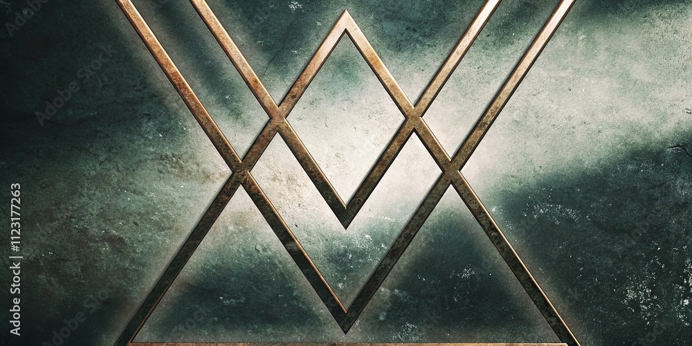 Poster a gold and silver design with a triangle and diamond shape