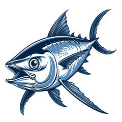 Obraz premium A detailed illustration of a tuna fish with intricate details, showcasing its vibrant features against a clean background.
