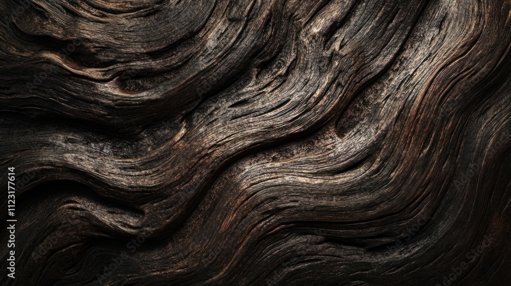 Poster dark wood texture with deep, rich tones, adding warmth and sophistication to visuals.