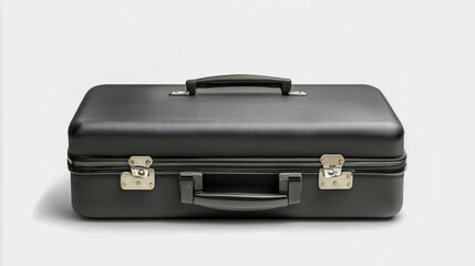 Isolated black hard-shell suitcase on a white background