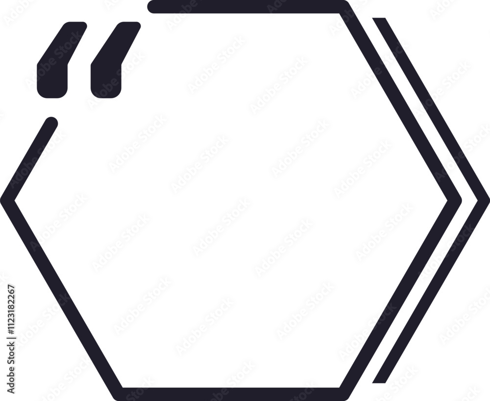 Poster hexagonal quote frame with quotation marks is suggesting a conversation, providing a modern and styl