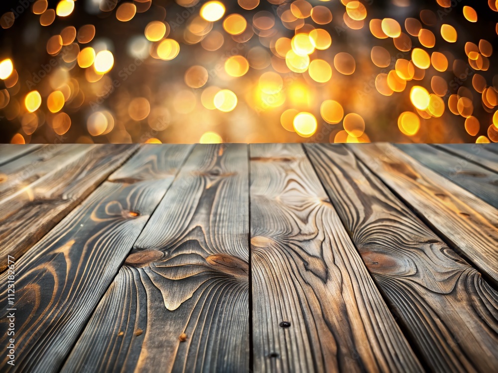 Poster weathered gray wooden planks with distinctive knots and grain patterns captured in bokeh effect for 