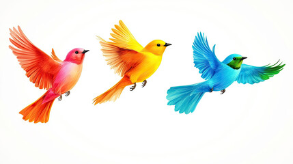 Obraz premium illustration design of three colorful birds flying