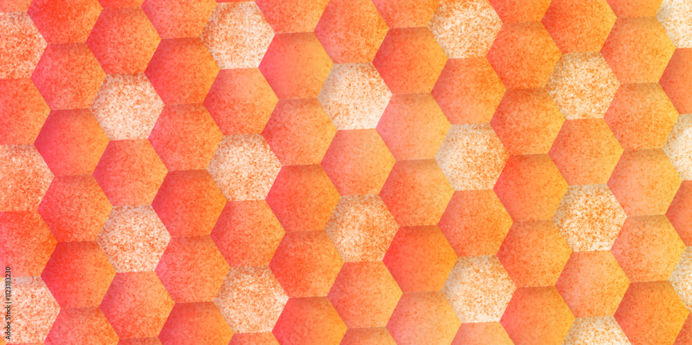 Poster abstract background 3d hexagon pattern with grunge effect colorful texture. futuristic geometry patt