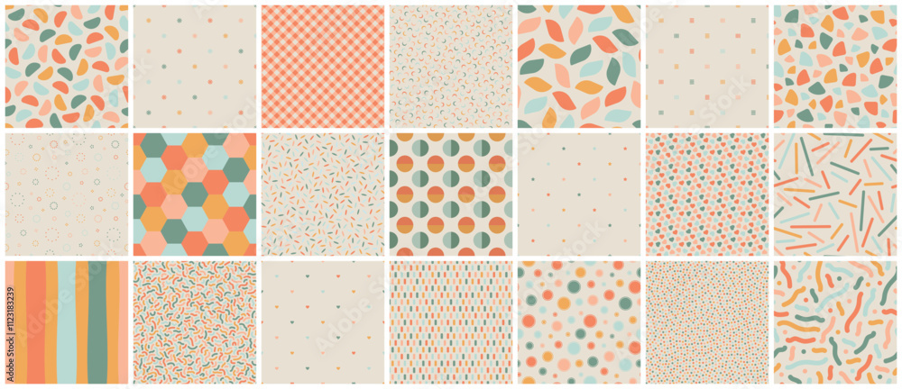Aufkleber collection of vector seamless colorful patterns. color mosaic textures. trendy delicate textile prin
