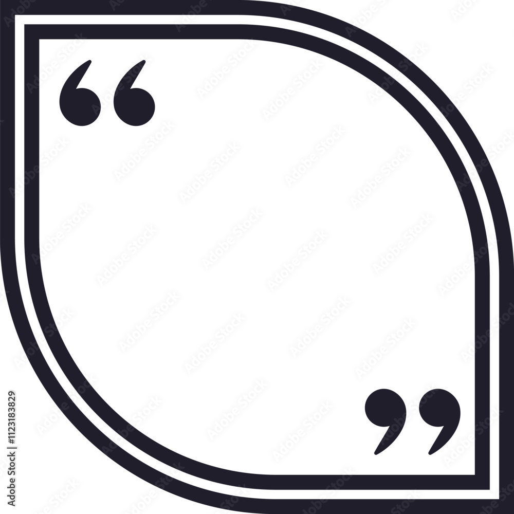 Poster rounded corner quote frame with quotation marks is framing empty space for custom motivational or te