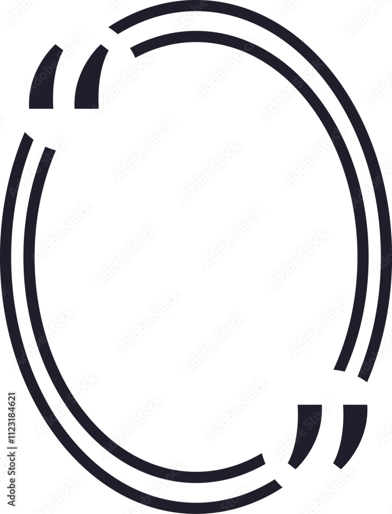 Poster two black lines form an oval shape with quotation marks at each end, creating a frame for text or ot